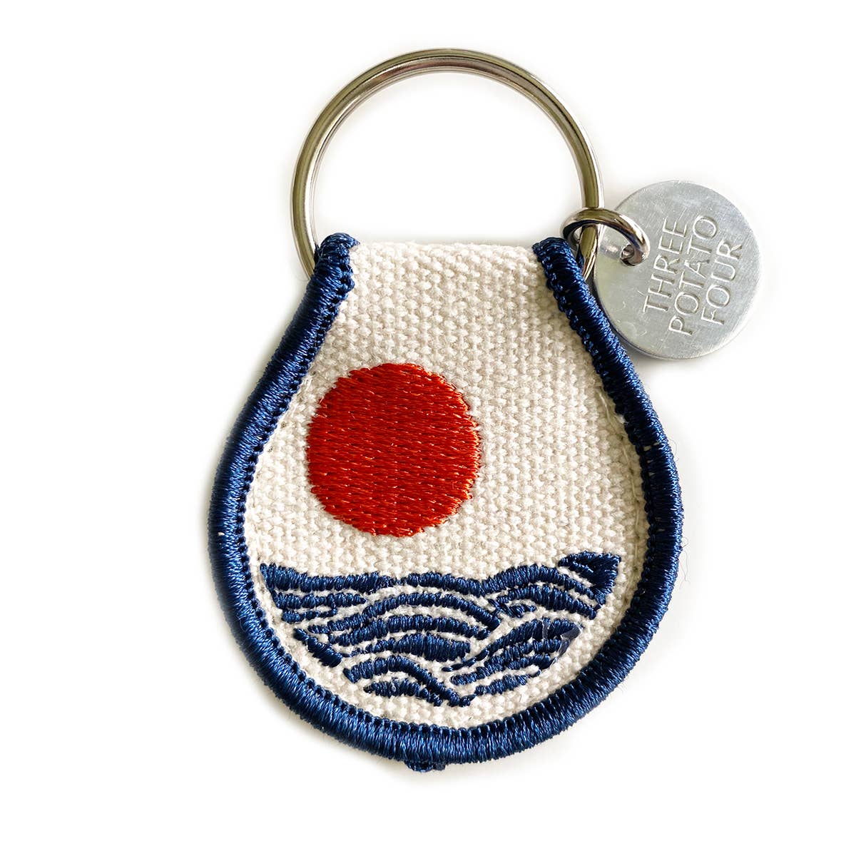 Sun & Waves Patch Keychain | Embroidered Coastal Keychain Charm